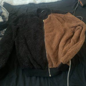 Super Cute Two-Tone Teddy Bear Bomber Jacket!!